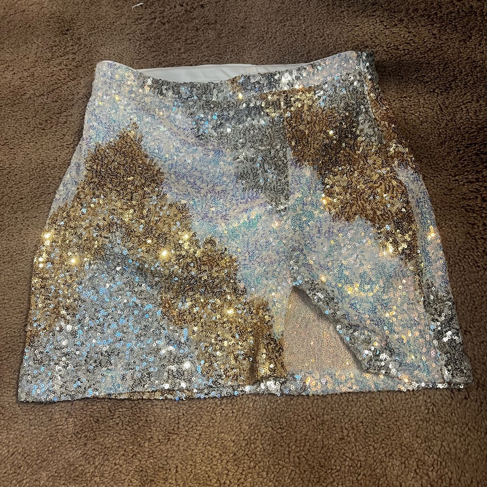 GENEVIEVE IVORY MULTI SEQUIN MINI SKIRT 12th Tribe